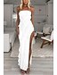 cheap White Graduation Dresses-Women&#039;s Long Dress Maxi Dress White Dress Graduation Dress Party Dress Elegant Fashion Party Birthday Graduation Regular Fit Plain Sleeveless Strapless White Summer