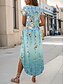 preiswerte Blumenkleid-Damen Maxikleid T-Shirt-Kleid Sommerkleid Lässig Täglich Normale Passform Blumen Grafik Kurzarm Rundhalsausschnitt Blau Sommer
