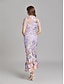 economico Semi-formale / Cocktail-Abiti da Quinceanera Sirena  Tromba Abito Elegante Matrimonio Ospite di Matrimonio Lunghezza alla Caviglia Maniche Corte Collo a Giro in Poliestere con Ricamo