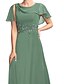 preiswerte Unter 129,99 $-Kleid Brautmutterkleid Elegant Einfach Rundhalsausschnitt Knöchellänge Polyester Kurzarm mit Spitze Einfarbig 2025