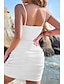 abordables Vestidos de Graduación-Mujer Mini vestido Vestido blanco Vestido de graduación Vestido lencero Moda Exterior Cumpleaños Graduación Ajuste regular Plano Sin Mangas Correa de espagueti Negro Blanco Rosa Azul Real Verano