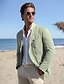 tanie Linen Blazer-Męskie Lniana marynarka Sportowy płaszcz Kołnierz z wycięciem Lekki Codzienny Solidne kolory Marynarka lniana Szałwiowy Jasnoszary Beżowy Dopasowana Jednorzędowa, jeden guzik