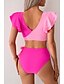 voordelige Bikinisets-Dames Zwemkleding Bikini Zwempak Hoog getailleerd Tropisch Strand Kleding Kleurenblok V-Wire Mouwloos Badpakken