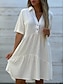 preiswerte Weiße Freizeitkleider-Damen Minikleid Weißes Kleid blusenkleid Casual kleid Sommerkleid Modisch Klassisch Modern Täglich Wochenende Regular Fit Glatt Halbe Ärmel Hemdkragen Schwarz Weiß Rote Blau Sommer