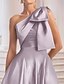 economico Abiti da cocktail-Abito da Sera A-Line Abito Elegante Matrimonio Formale Ospite di Matrimonio Lunghezza Tè Senza Maniche Spalla Unica Raso con Fiocco(e)
