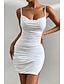 preiswerte Abschlusskleider-Damen Minikleid Weißes Kleid Abschlusskleid Sexy Kleid Unterkleid Mode Reifen Abschlussfeier Date Ausgehen Normale Passform Einfach Ärmellos Spaghettiträger Weiß Sommer