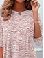 billiga Boho t-shirt-Dam T-shirt Blommig Ledigt Långärmad Rund hals Vanliga toppar Dagligen Mönster Silver Rodnande Rosa Himmelsblå Kaki Vår Höst