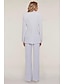 billige Kvinneklær-To Deler Buksedrakter Elegant Bryllupsgjest Ankellengde Lange Ermer Skjorte Krage Stretch Chiffon med Knapper