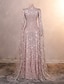economico Abiti da ballo-Sirena Tromba Strascico a Terra Abito da ballo con mantello Abito da Sera Abito formale Elegante Brillanti Manica Lunga Collo alla coreana Balli di fine anno Formale Pizzo Con Paillettes con Perle