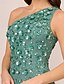 voordelige Schoen Avondjurken-Sheath  Kolom Beaded Jurk Celebrity Style Jurk Formele Bruiloft Gast Vloerlengte Mouwloos Één Schouder Chiffon met Bloemen Beading Pailletten Splits