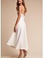 abordables Petits robes blanches-Robe blanche petite graduation Engagement Robes de mariage A-Line V Col Bretelles spaghetti Sans manches Longueur cheville Chiffon Robes de mariée Avec Sash  Ruban