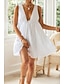 preiswerte Abschlusskleider-Damen Minikleid Weißes Kleid Abschlusskleid Mode Abschlussfeier Ausgehen Normale Passform Einfach Ärmellos V Ausschnitt Weiß Marineblau Aprikose Sommer