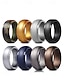 abordables Joyas para hombres-Anillo de silicona negro mate para hombre: alianza cómoda y duradera, elegante anillo de goma para un estilo de vida activo, deportes, trabajo y uso diario.