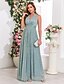 preiswerte Kleider für Hochzeitsgäste-A-Linie Hochzeitsgastkleider Elegantes Kleid Hochzeitsgast Party Wear Bodenlänglich Ärmellos V-Ausschnitt Herbst Hochzeitsgast Baumwollmischung mit Pailletten