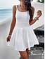 voordelige Afstudeerjurken-Dames Mini-jurk Witte jurk Afstudeerjurk Casual jurk Zomerjurk Modieus Klassiek Modern Dagelijks Strand Weekend Normale pasvorm Effen Mouwloos Spaghettibandjes Wit Marine Blauw Groen Zomer