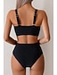 cheap Bikini Sets-Women's Swimwear Bikini Swimsuit Ruched High Waisted Tropical Beach Wear Plain V Wire Sleeveless Bathing Suits