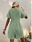 preiswerte Kunst &amp; Design Jumpsuit-Damen Jumpsuit Aktive Einfarbig Kurzarm V-Ausschnitt Tasche Urlaub Täglich Reguläre Passform Schwarz Grün Aprikose Sommer