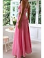 baratos Vestidos de Formatura-Mulheres Vestido Longo Vestido Maxi Vestido branco Vestido de formatura Moda Graduação Encontro Para Noite Normal Tecido Sem Manga Decote V Branco Vermelho Vermelho Rosa Verão