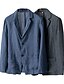 billige Herre Elite Yttertøy-herreblazer i 100 % lin, dresser, bryllupsdag, ferie, elegant, nøytral, vår og høst, bomull, lin, ensfarget, knapper, komfortabel, enkeltspent blazer med to knapper, mørkegrå, marineblå