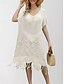 abordables Robes de plage-Maillots de bain pour femmes robe de nage maillot de bain découpé frange vacances vêtements de plage couleur unie col en V manches courtes maillots de bain