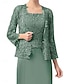 preiswerte Unter 129,99 $-Kleid-Sets Brautmutterkleid Hochzeitsgast Elegant Einfach Rundausschnitt Bodenlang Polyester Langarm mit Einfarbig 2025