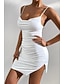 preiswerte Abschlusskleider-Damen Minikleid Weißes Kleid Abschlusskleid Sexy Kleid Unterkleid Mode Reifen Abschlussfeier Date Ausgehen Normale Passform Einfach Ärmellos Spaghettiträger Weiß Sommer