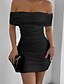ieftine Rochii de absolvire-Pentru femei Rochie Mini Rochie albă Rochie de absolvire Bodycon Modă În aer liber Absolvire Dată Fit regulat Simplu Manșon scurt De Pe Umăr Negru Alb Galben Roșu-aprins Vară