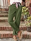 abordables Pantalón liso de lino y algodón-Mujer Pantalones cortos de lino y algodón Pantalones inspirados en el lino Pantalones de lino y algodón Moda Ropa de calle Longitud total Cintura Media Plano Bolsillo Cintura elástica Al Aire Libre