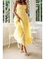 preiswerte Weiße Freizeitkleider-Damen Midikleid Weißes Kleid Unterkleid Mode Abschlussfeier Date Ausgehen Normale Passform Einfach Ärmellos Spaghettiträger Weiß Gelb Sommer