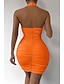 preiswerte Abschlusskleider-Damen Minikleid Weißes Kleid Abschlusskleid Bodycon Neckholder-Kleid Mode Urlaub Abschlussfeier Ausgehen Normale Passform Einfach Ärmellos Neckholder Schwarz Weiß Orange Sommer