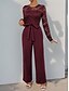 billiga Mammas jumpsuits-Jumpsuit  Byxdress Mor-till-Bride Elegant Avslappnad Juvelhals Golvlängd Polyester Lång Ärme med Spets