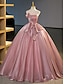 abordables Robes Longues &amp; Gowns-Robe de bal Ligne A Longueur au sol Robes de Bal Élégant Fête Princesse Sans manches Sans bretelles Bal de promo Soirée Organza Dos nu avec Plis