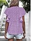 billige Kvindernes ferietoppe-Dame T-shirt Prikker Mode Moderne Kortærmet V-hals Almindelige toppe Daglig Drapering Trykt mønster Sort Gul Rød Blå Himmelblå Sommer
