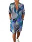 voordelige Hawaiiaanse jurken-Dames Mini-jurk Hemdjurk Casual Buiten Normale pasvorm Grafisch Mouwloos V-hals blauw Paars Groen Zomer