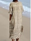 ieftine Rochie cu dungi și geometrică-Pentru femei Rochii Midi Rochie de Vară Rochie A line Vacanță Casual Stiluri de Plajă Ieșire Potrivire Largă Grafic Geometric Manșon scurt În V Roșu Claret Portocaliu Alburiu Gri Închis Vară