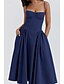 voordelige Vakantiejurken-Dames Halflange jurk Witte jurk Afstudeerjurk Slipdress Modieus Modern Verjaardag valmistuminen Afspraakje Normale pasvorm Effen Mouwloos Spaghettibandjes Zwart Geel Lichtgroen Rood Zomer