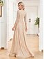 preiswerte Abendkleider-A-Linie Quinceanera Kleider Elegantes Kleid Hochzeit Hochzeitsgast Bodenlänglich 3/4 Länge Ärmeln V-Ausschnitt Baumwolle mit Pailletten