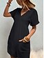 preiswerte Kunst &amp; Design Jumpsuit-Damen Jumpsuit Aktive Einfarbig Kurzarm V-Ausschnitt Tasche Urlaub Täglich Reguläre Passform Schwarz Grün Aprikose Sommer