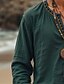 abordables chemises en lin pour hommes-Homme Chemise Chemise Lin Chemisette Chemise d&#039;été Chemise de plage Couleur unie Vacances Usage quotidien Vert manche longue Vêtement Tenue