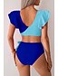 voordelige Bikinisets-Dames Zwemkleding Bikini Zwempak Hoog getailleerd Tropisch Strand Kleding Kleurenblok V-Wire Mouwloos Badpakken