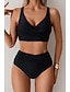 cheap Bikini Sets-Women's Swimwear Bikini Swimsuit Ruched High Waisted Tropical Beach Wear Plain V Wire Sleeveless Bathing Suits