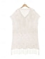 abordables Robes de plage-Maillots de bain pour femmes robe de nage maillot de bain découpé frange vacances vêtements de plage couleur unie col en V manches courtes maillots de bain
