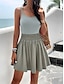 voordelige Afstudeerjurken-Dames Mini-jurk Witte jurk Afstudeerjurk Casual jurk Zomerjurk Modieus Klassiek Modern Dagelijks Strand Weekend Normale pasvorm Effen Mouwloos Spaghettibandjes Wit Marine Blauw Groen Zomer