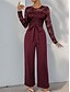 billiga Mammas jumpsuits-Jumpsuit  Byxdress Mor-till-Bride Elegant Avslappnad Juvelhals Golvlängd Polyester Lång Ärme med Spets