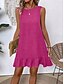 abordables Robe Simple-Robe Mini Femme Robe Off The Shoulder Décontractée Extérieure Coupe Régulière Graphique Sans Manches Col Rond Bleu Fuchsia Vert Abricot Été