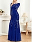 abordables NOIR-Robe mère de la mariée robe élégante pour la fête col rond longueur sol mélange coton manches longues avec sequins