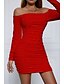 voordelige Afstudeerjurken-Dames Mini-jurk Witte jurk Afstudeerjurk Bodycon Modieus Modern Vakantie Verjaardag valmistuminen Normale pasvorm Effen Lange mouw Schouderafhangend Zwart Wit Wijn Rood Zomer