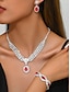 abordables Collier pour femme-Ensemble de bijoux de luxe en cristal vert pour femmes – collier élégant, bracelet et boucles d&#039;oreilles, accessoires de mariage en strass pour fêtes et événements formels