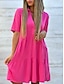 preiswerte Weiße Freizeitkleider-Damen Minikleid Weißes Kleid blusenkleid Casual kleid Sommerkleid Modisch Klassisch Modern Täglich Wochenende Regular Fit Glatt Halbe Ärmel Hemdkragen Schwarz Weiß Rote Blau Sommer
