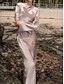 economico Matrimonio Informale / Di Giorno-Abiti da festa sirena  tromba Abito elegante Ospite di matrimonio lunghezza totale manica lunga spalle scoperte in poliestere senza schienale con strappi per derby